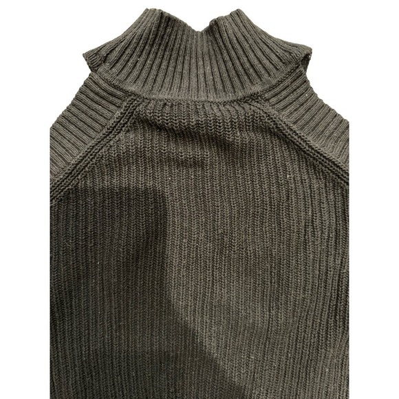 INC Black Shoulder Cut out Cotton Blend Chunky Sweater Turtleneck Medium - Picture 5 of 5